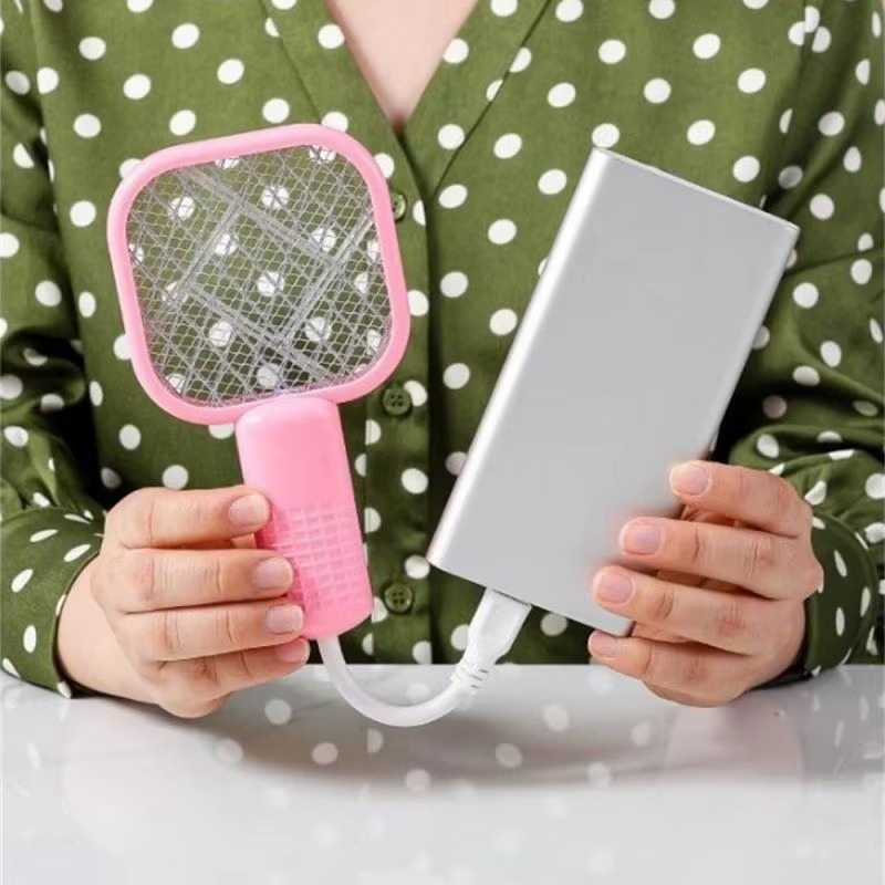Mini USB Rechargeable Mosquito Racket with UV Light – Portable Electric Bug Zapper & Fly Swatter for Indoor/Outdoor Use