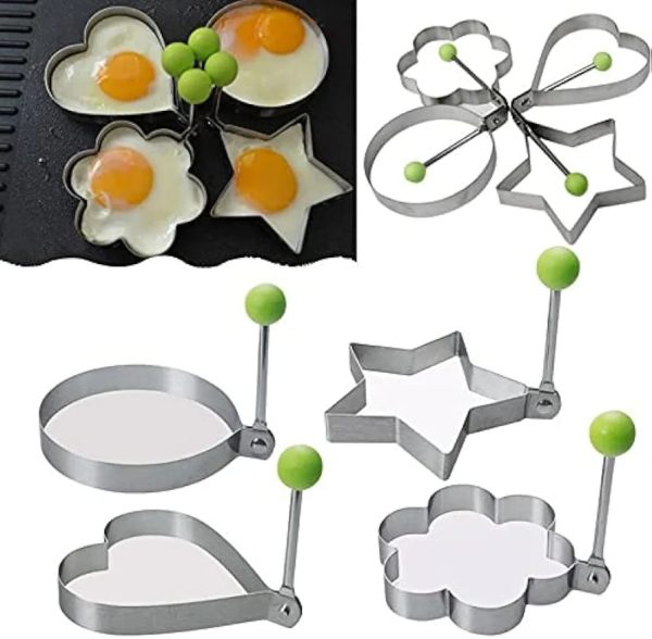 Pack Of 4 New Mould Style Fried Egg Pancake Shaper | Egg Shaper Kitchen Tools Star
