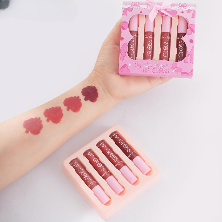 4-Piece Color Castle Bow Lip Gloss Set – Cute Bow Design