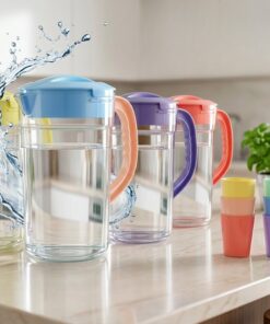 Premium 2.8 Liter Water Jug with 6 Glasses – Unbreakable Plastic Drinkware Set for Home & Office (Random Color)