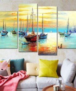 Set of 4 Decorative Wall Art Canvas Frames – Modern 4 Pcs Wall Frame Set (2pcs 8x14 Inch & 2pcs 8x16 Inch)
