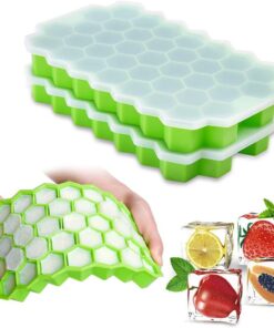 Silicon Ice Cube Tray With Lid | 36-Cube Honeycomb Shape Ice Mold | Durable Freezer Tray With Cover | Random Color