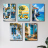 Set of 5 Italian Vintage Homes Art Themed Wall Art Wooden Sticky Photo tile Frames for Wall Home and Girls Room Decoration - Image 2