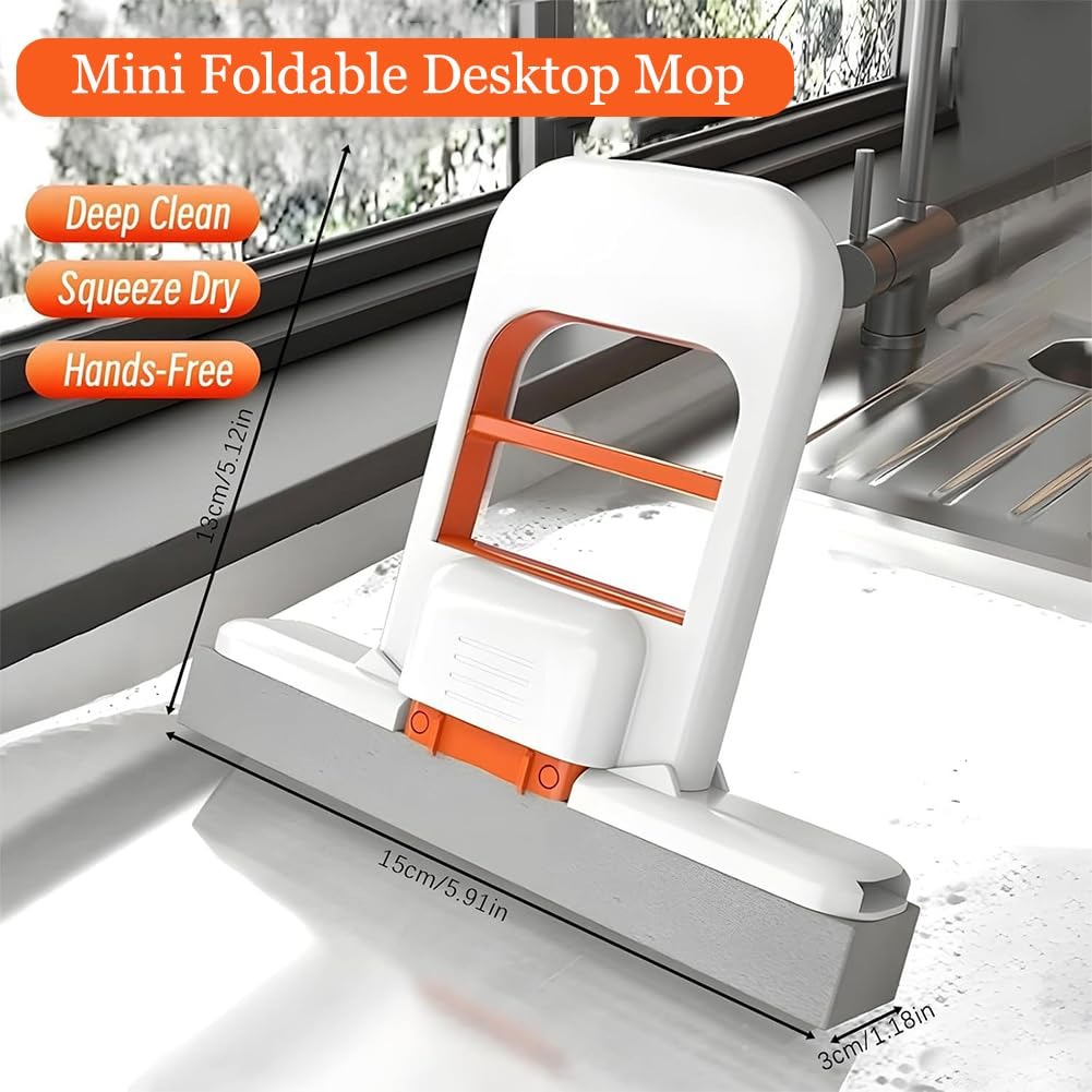 Foldable Mini Mop | Portable Desktop Wet & Dry Cleaning Mop | Self?Squeezing