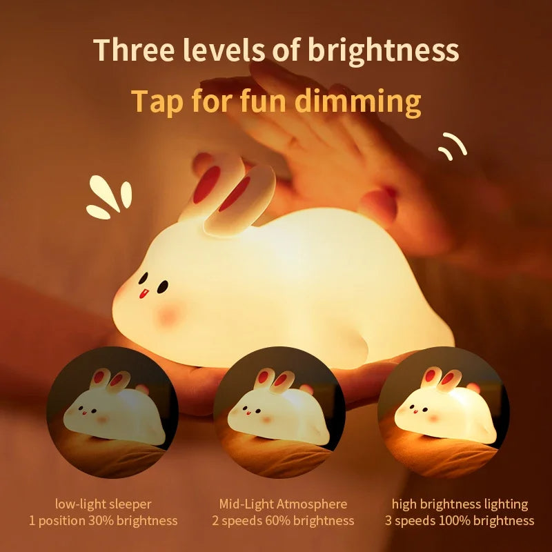 Cute Rabbit Silicone Lamp Soft Touch Night Light For Kids And Home Decor - Image 3
