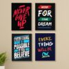 set of 4 Motivational sticky canvas frames for wall decore / sticky phototiles for office and home workplace - Image 2