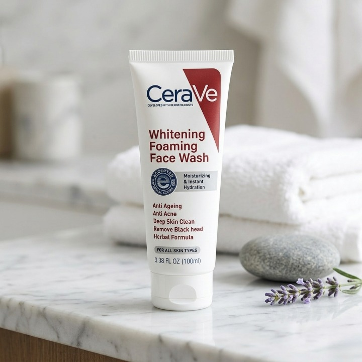 CeraVe Foaming Face Wash – Brightening Cleanser with Ceramides for Normal to Oily Skin (100ml) - Image 4