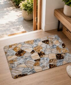 Super Absorbent Non-Slip Bathroom Floor Mat - Quick-Dry Soft Marble Stone Design 23 × 15 inch