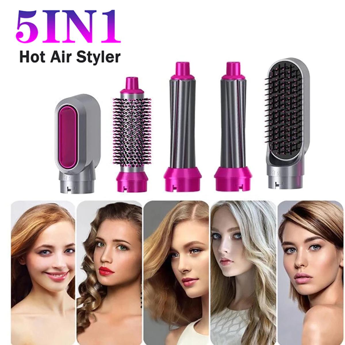 Hair Dryer Brush 5 in 1 Electric Blow Dryer Hair Comb Curling Wand Detachable Brush Kit Negative Ion Straightener Hair Curler ( random color) - Image 5