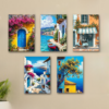Set of 5 italian mediterranean vintage homes aesthetic art themed wall art wooden sticky Phototile frames for wall home and girls room decoration