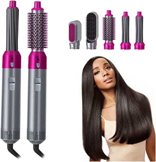 5 in 1 Electric Hair Dryer Brush | Blow Dryer Hair Comb Curling Wand Detachable Brush Kit Negative Ion Straightener Hair Curler ( random color) - Image 3