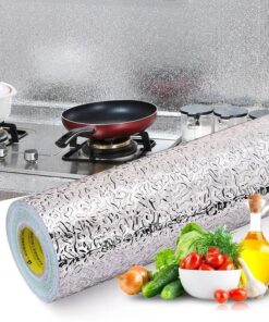 Self-Adhesive Kitchen Oil-Proof Sticker Roll | Waterproof Aluminium Foil Sheet | DIY Wallpaper 60x200cm