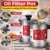 High Quality 1.4L Fryer Oil Filter Pot – Carbon Steel Oil Can with Stainless Steel Strainer Kitchen Storage Jug (Without Box) - Image 2