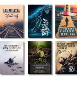 Pack Of 6 Motivational Quotes Sticky Wooden Canvas Frames For Wall Decore / Motivation Sticky Phototiles For Office And Room Wall Decoration MA-50