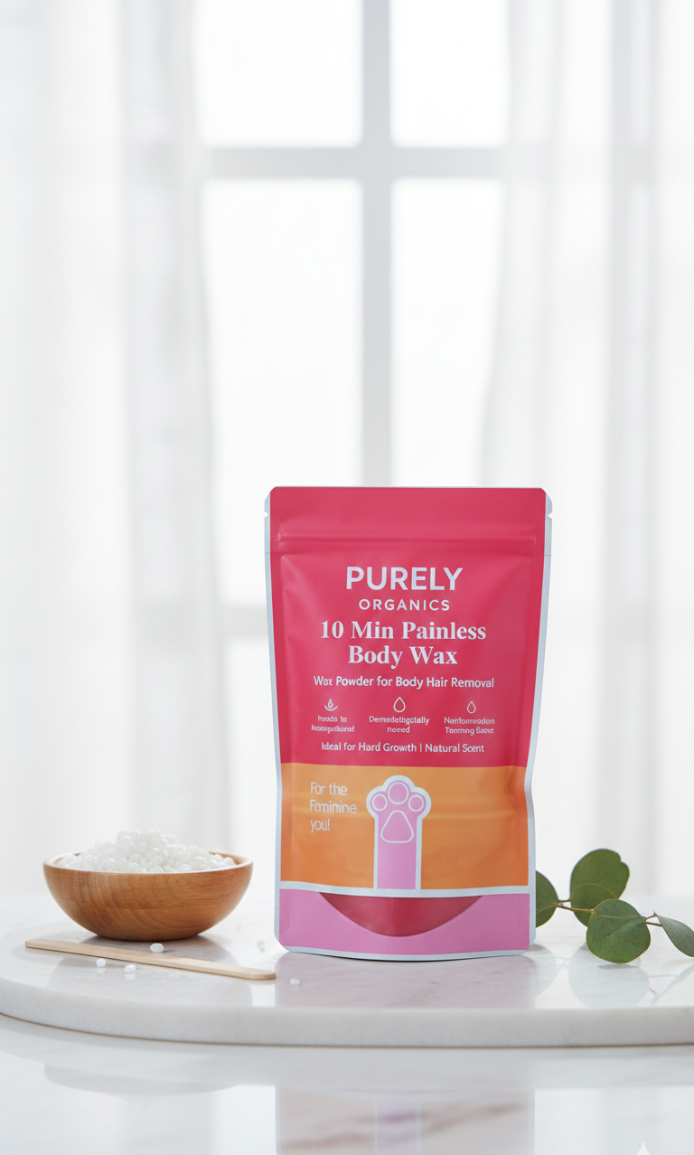 Purely Organics 10 Min Painless Body Wax Powder – Natural Hair Removal for Sensitive Skin (157g) - Image 3