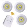 Pack of 3 LED Remote Control Lights – Tap Lights with Self Adhesive for Cabinet, Wardrobe & Kitchen ~ Cell Operated - Image 3