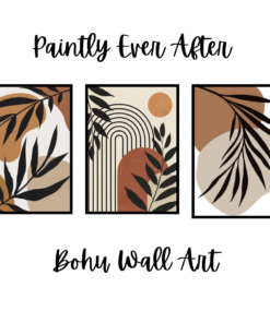 Set of 3 Abstract Botanical Wall Art Frames – 8x11" MDF with Sticky Backing