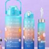 3 Pack Water Bottles With 2l Large Bottle 700mlportable Bottle And 300ml Mini Bottle Motivational (random Color)