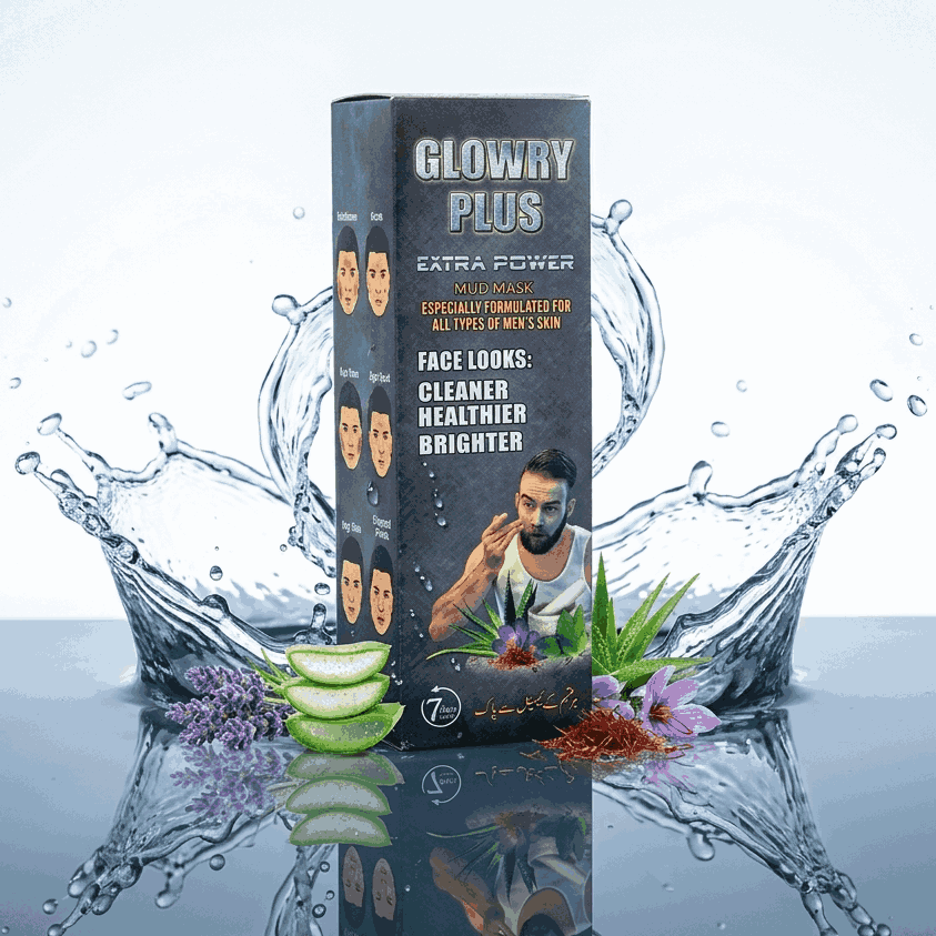 GLOWRY PLUS Extra Power Mud Mask for Men | Deep Pore Cleanser & Oil Control Face Mask | Natural Skin Brightening & Cooling Mud Mask - Image 3