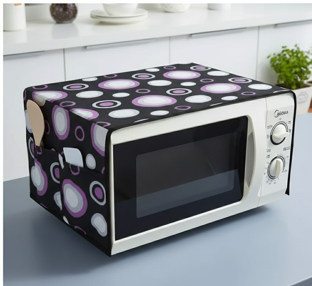Oven Cover Kitchen Microwave Cover Waterproof Oil Dust Double Pockets Microwave Oven Cover (Random Design) - Image 2