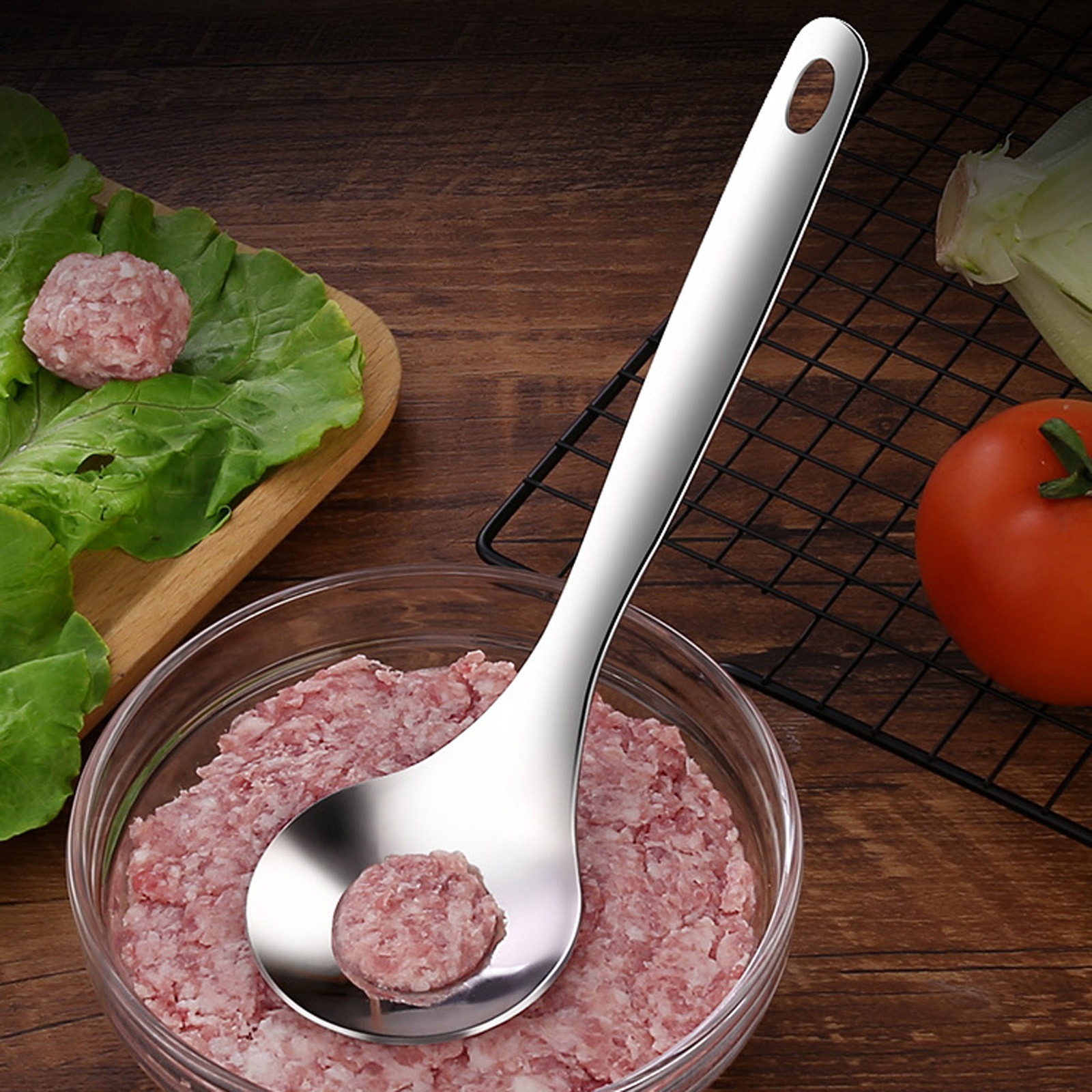 Meatball Spoon | Stainless Steel Scoop Ball Maker | Non?Stick Meatball Baller with Long Handle - Image 3
