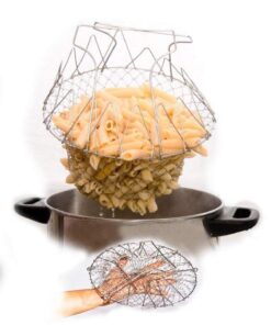 STAINLESS STEEL MULTI-FUNCTIONAL FOLDABLE COOKING Chef Basket Deluxe Kitchen Colander