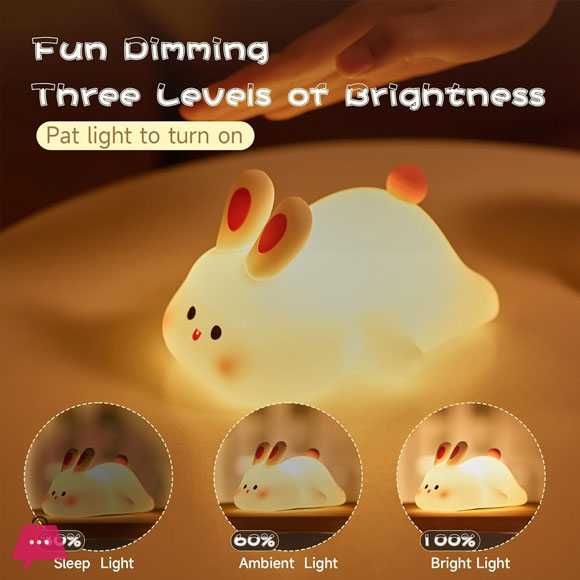 Silicon Rabbit Lamp - Cute Lamps - Rechargeable Rabbit Lamp With Touch Sensor - Bunny Night Lamps for Kids - Image 2