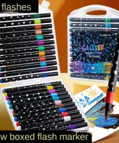 Summer Glitter Hal Tip Markers Set Of 24 Markers With 48 Vibrant Shades For Creative Art And Craft Projects