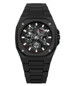 Premium Black Stainless Steel Waterproof Men's Watch - Luxury Multi-Dial Design (With Box)