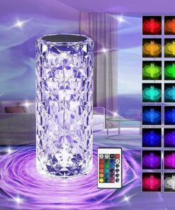 16 Colors Crystal Lamp With Remote | RGB Rose Diamond Table Lamp Rechargeable | Diamond Crystal LED Light Lamp