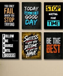 Set of 6 Motivational Wall Art Wooden Phototile Frames for Wall Decor