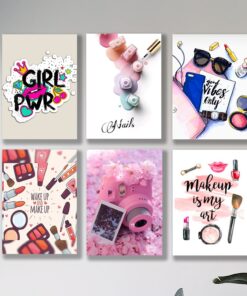 Set of 6 Fashion & Empowerment Wall Art Frames – 8x11" MDF with Sticky Backing
