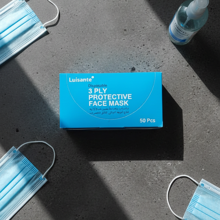 Luisante Disposable 3 Ply Protective Face Masks Comfortable Breathable And Durable Design For Daily Safety And Hygiene (Pack of 50Pcs) - Image 2