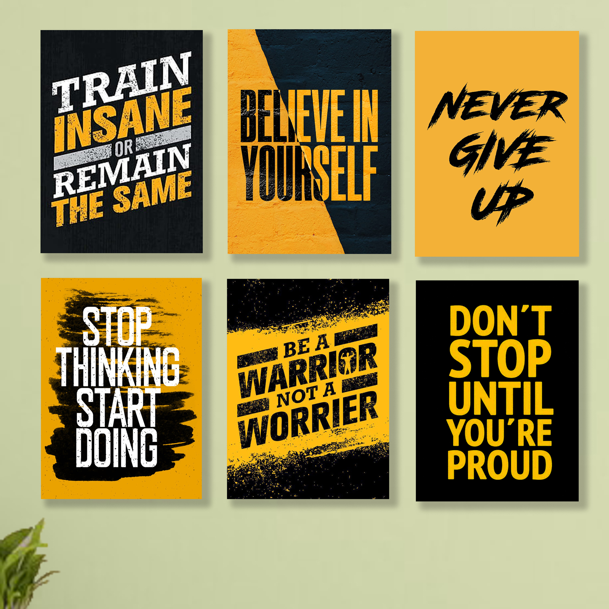 set of 6 Motivational wooden canvas frames for wall decore / sticky phototiles - Image 2