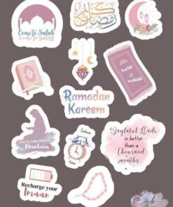 Ramadan Mubarak Sticker Pack - 12 Uncut Decorative Stickers