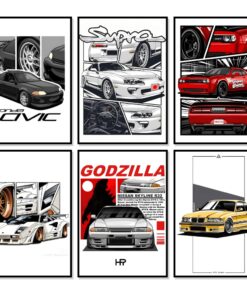 Racing Cars JDM Honda Civic Lamborgini Supra wall posters wall decorations for any room