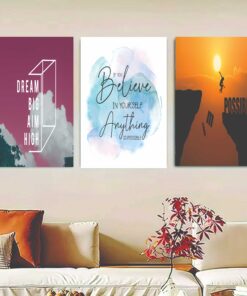 Set Of 3 Motivational Sticky Canvas Frames For Wall Decore / Sticky Phototiles