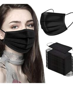Black Disposable Mask 50 Pcs Box For Daily Protection Comfortable Fit And Easy Breathing