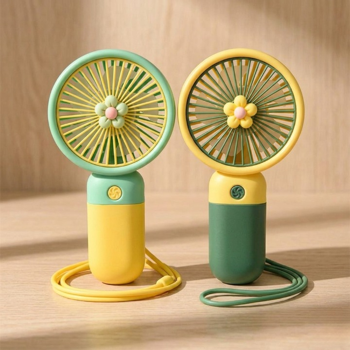 3 Speed Rechargeable Hand Fan – Mini Handy Fan For Kids With Stand (Random Color) - Image 2