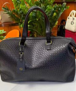 Luxury Valentino Imported Travel Duffel Bag (20 × 13 Inches) – High-Quality Woven Texture Handbag | Premium Large Capacity Weekender Bag (without box)