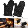 Premium Heat Resistant Oven Mitts 2Pcs Extra Long Kitchen Gloves For Baking Cooking BBQ And Grilling Durable Cotton (Random Colour And Design )