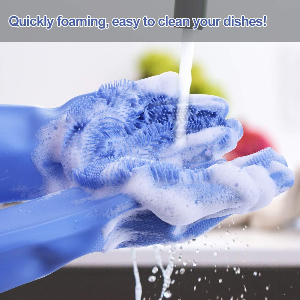Silicone Dishwashing & Cleaning Pair Gloves – Reusable Heat Resistant Scrubber Gloves for Kitchen