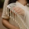 Pearl Latkan Hanging Lace Border for Dupatta & Dress Decoration – 1 Gaz (Approx. 1 Yard) - Image 3