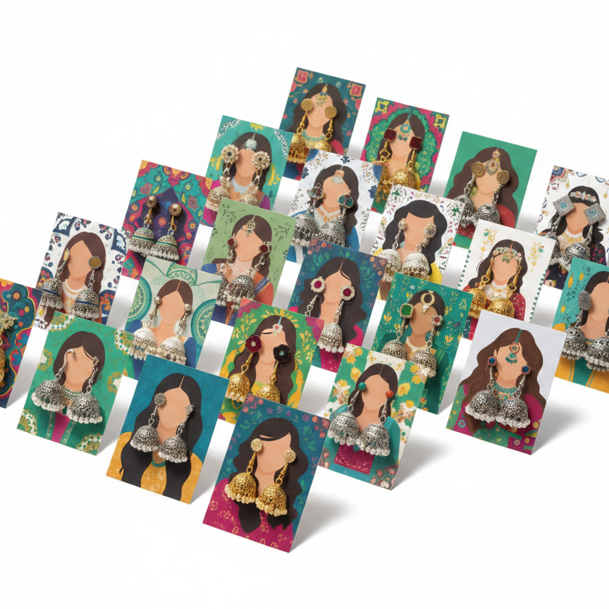 Earrings Eidi Cards – Pack of 27 Mini Festive Cards without Jewellery (Random Designs) - Image 2