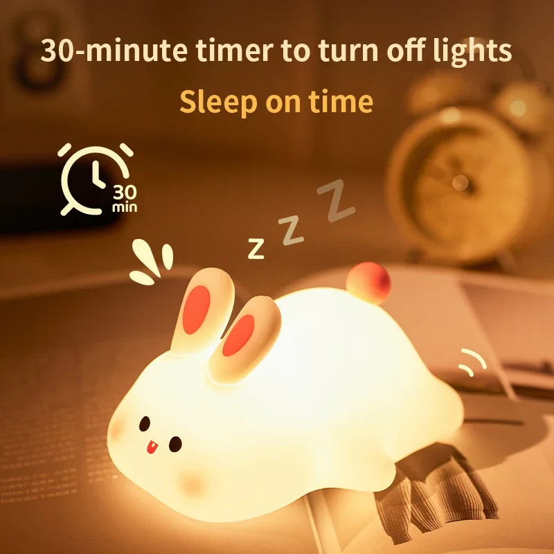 Cute Rabbit Silicone Lamp Soft Touch Night Light For Kids And Home Decor - Image 3