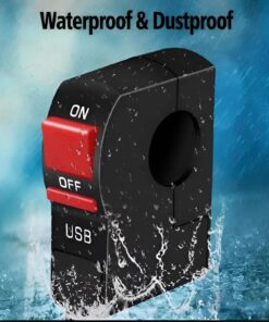 Universal Motorcycle Handlebar Switch with USB Port 5V 2A – ON/OFF Button & Extra Lights Control Switch for Bikes