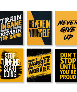 set of 6 Motivational wooden canvas frames for wall decore / sticky phototiles