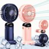 Rechargeable Hand Fan with LED Display | 5 Speed Modes Portable Mini Handy Fan for Kids & School Use - Image 2