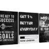 set of 3 Motivational sticky canvas frames for wall decore / sticky phototiles for office and home workplace