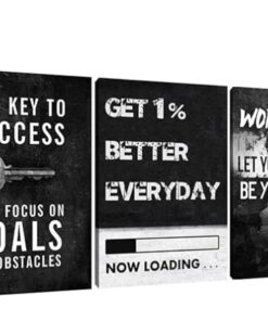 set of 3 Motivational sticky canvas frames for wall decore / sticky phototiles for office and home workplace